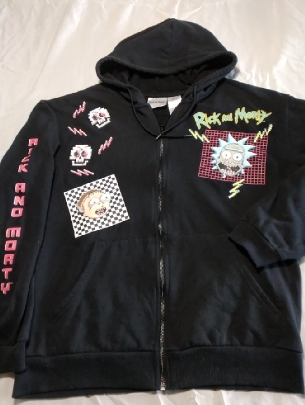 Rick and Morty Black Graphic Zip-Up Hoodie